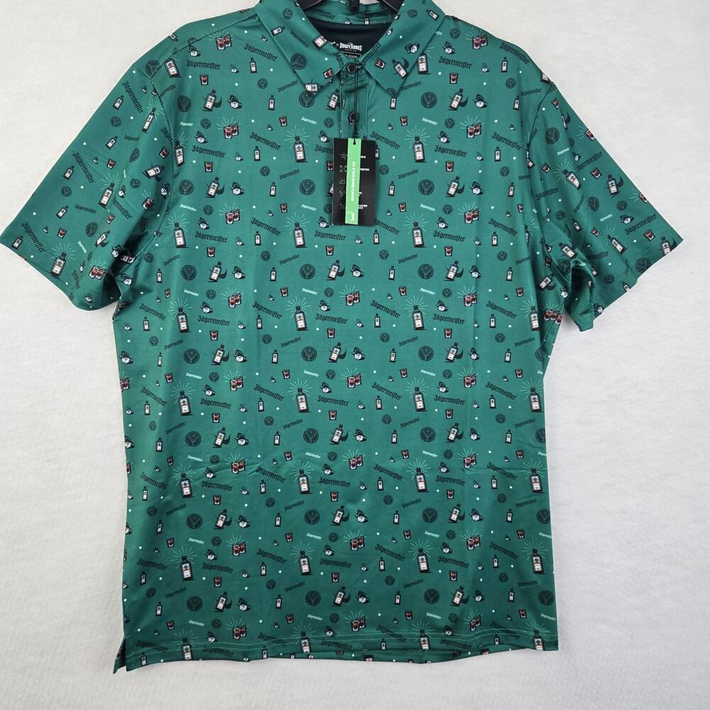 Jagermeister x Bogey Bros Golf Polo Shirt Mens Size Large Green Novelty NEW